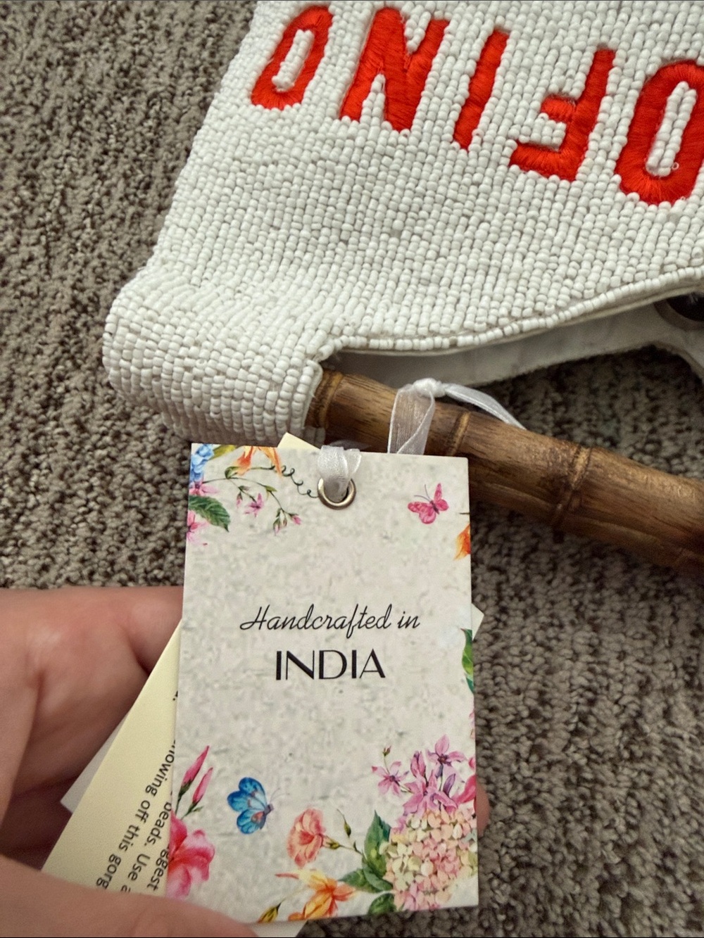 T.J.Maxx White Beaded Portofino Mini Bag with Multicolor Embroidery - Picture 4 of 4